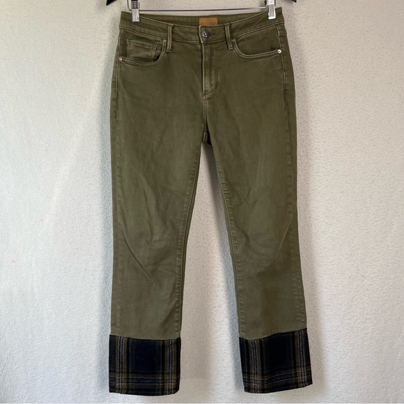 Driftwood Collette green cropped denim pants women’s 27 flannel trimmed jeans - Picture 16 of 16